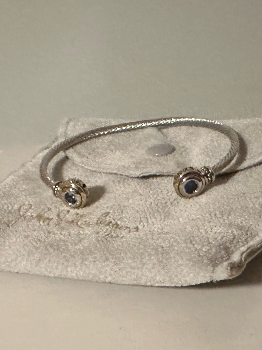 John Medeiros Bracelet with Blue Stone End Caps